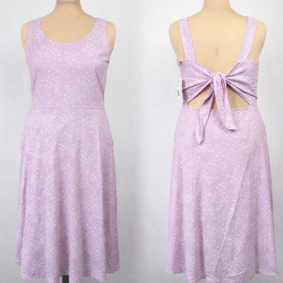 Pact Dresses & Skirts - Pact Lilac Floral Tie Back Cutout Sundress XL Cottage Garden Spring Summer